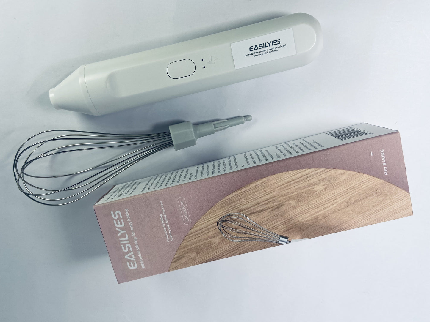 EASILYES Portable Cordless Electric Egg Beater Handheld USB Charging Milk Frother with Stainless Steel Whisk Electric Milk Frother Cordless Hand Mixer Handheld Electric Foam Maker (White)