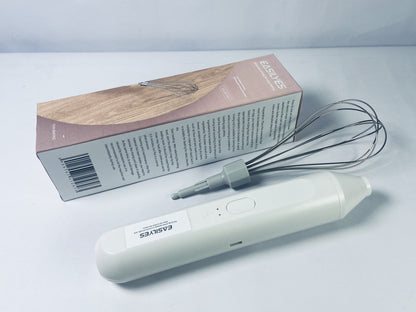 EASILYES Portable Cordless Electric Egg Beater Handheld USB Charging Milk Frother with Stainless Steel Whisk Electric Milk Frother Cordless Hand Mixer Handheld Electric Foam Maker (White)