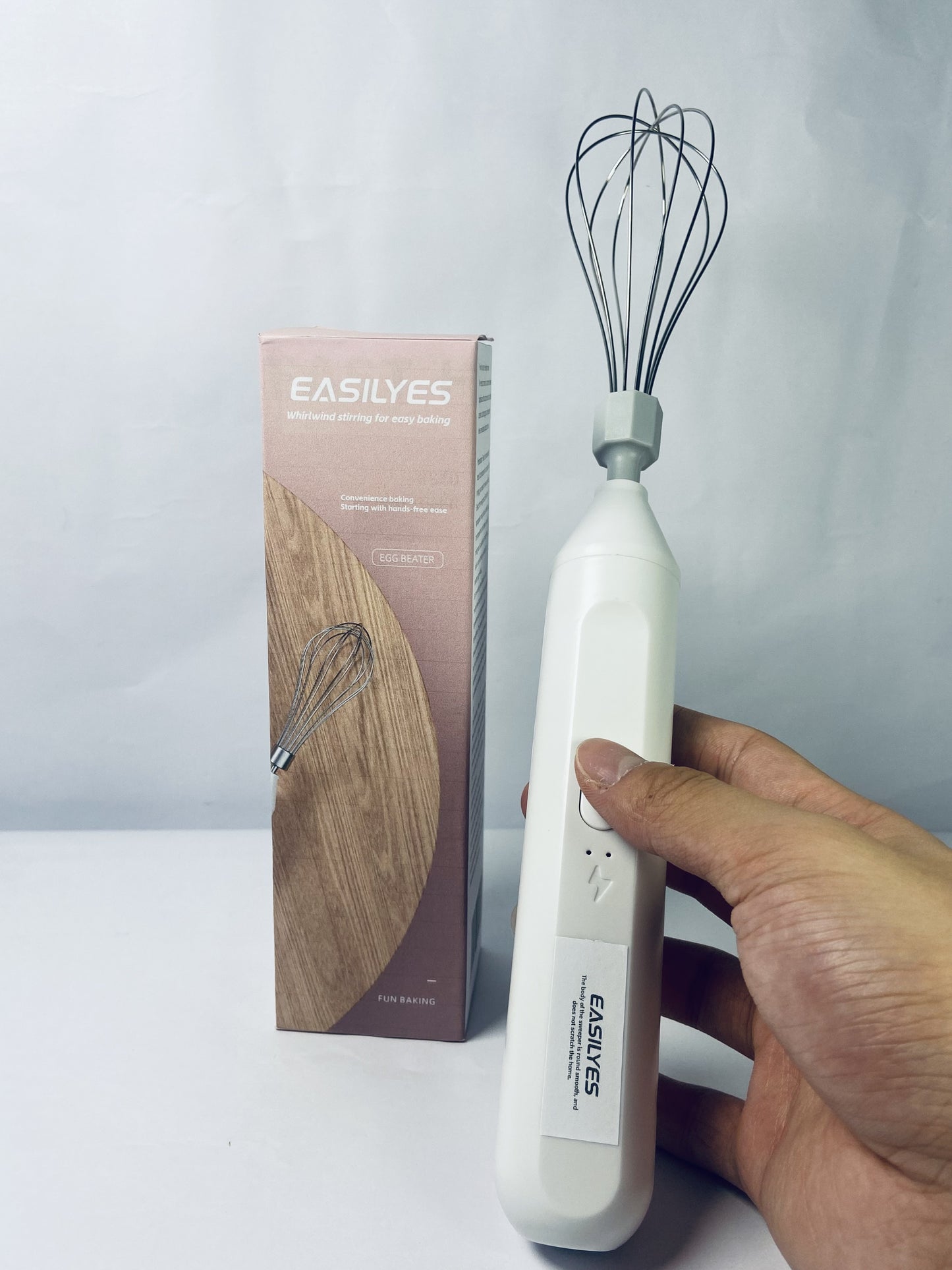 EASILYES Portable Cordless Electric Egg Beater Handheld USB Charging Milk Frother with Stainless Steel Whisk Electric Milk Frother Cordless Hand Mixer Handheld Electric Foam Maker (White)