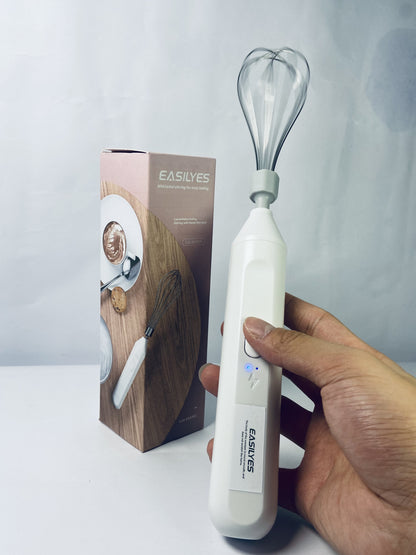 EASILYES Portable Cordless Electric Egg Beater Handheld USB Charging Milk Frother with Stainless Steel Whisk Electric Milk Frother Cordless Hand Mixer Handheld Electric Foam Maker (White)
