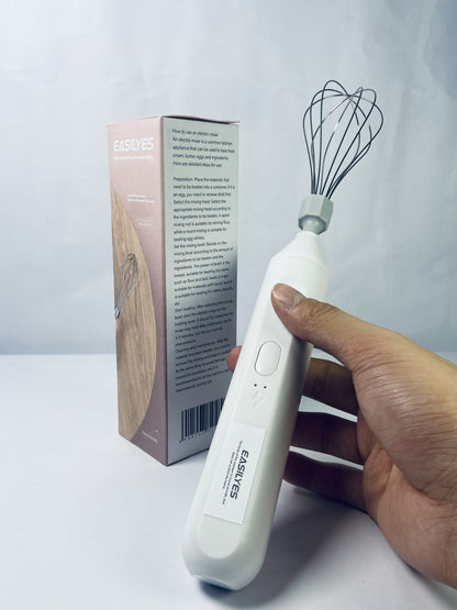 EASILYES Portable Cordless Electric Egg Beater Handheld USB Charging Milk Frother with Stainless Steel Whisk Electric Milk Frother Cordless Hand Mixer Handheld Electric Foam Maker (White)