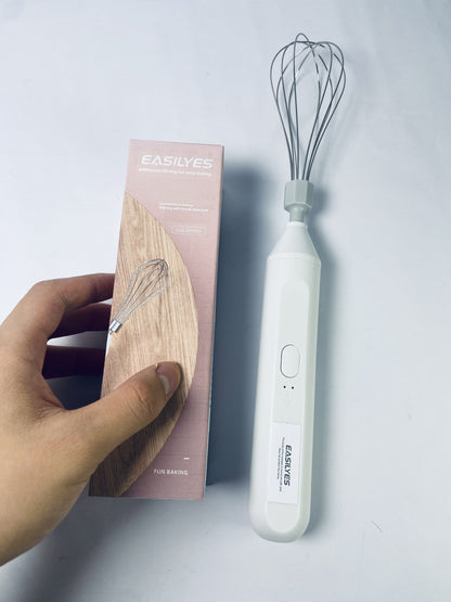 EASILYES Portable Cordless Electric Egg Beater Handheld USB Charging Milk Frother with Stainless Steel Whisk Electric Milk Frother Cordless Hand Mixer Handheld Electric Foam Maker (White)