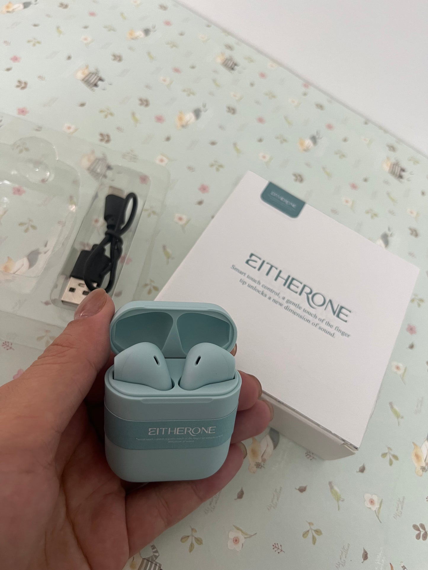 EITHERONE Headphones,Splendid Blue,Deep Bass,ANC,Immersive Sound,Up to 44 Hour Playtime with Charging case, Bluetooth 5.3