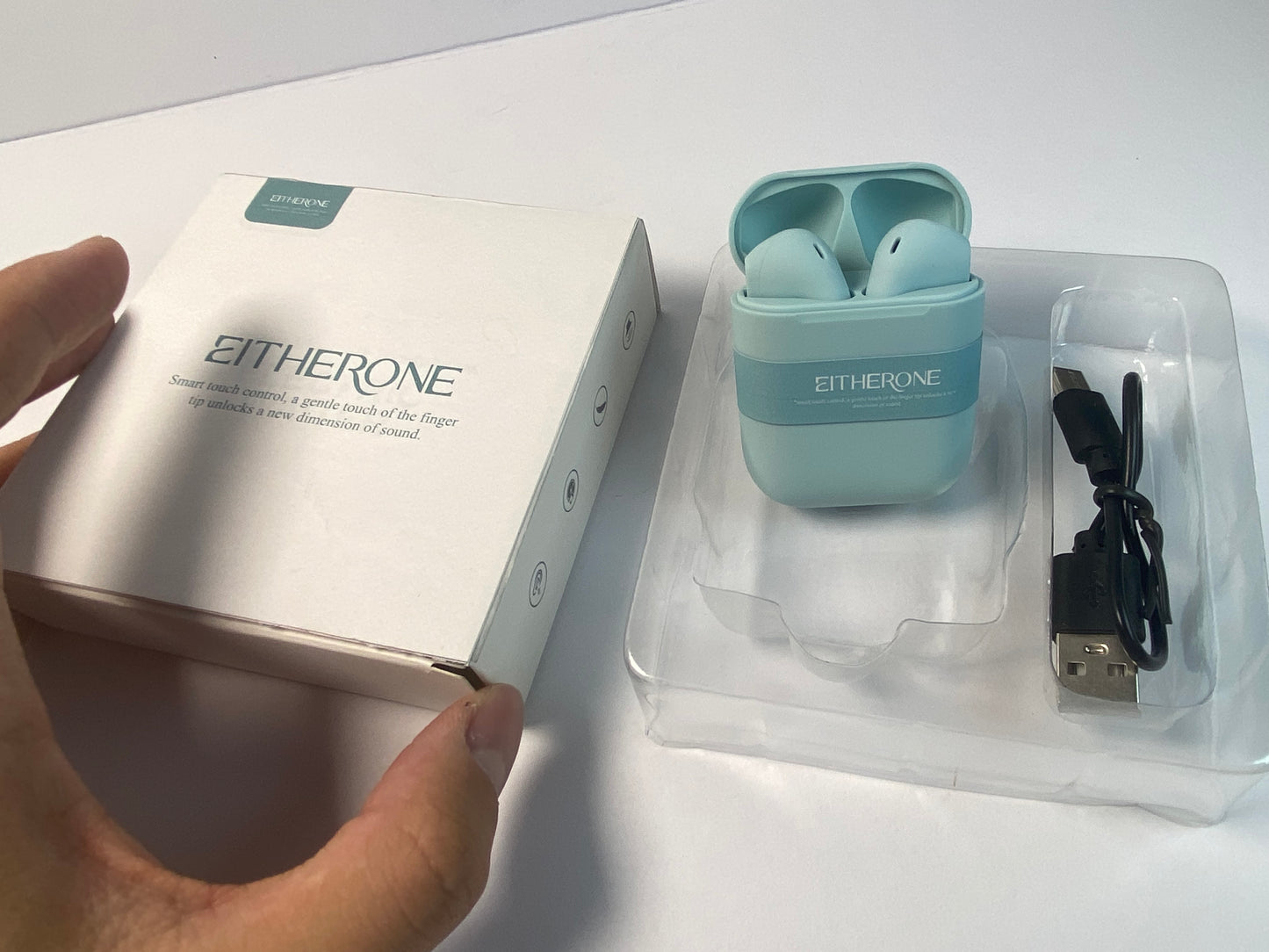 EITHERONE Headphones,Splendid Blue,Deep Bass,ANC,Immersive Sound,Up to 44 Hour Playtime with Charging case, Bluetooth 5.3