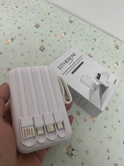 EITHERONE Portable Charger Power Bank 5000mAh Battery Pack,22.5W Fast Charging PowerBank with Built in Cables,Travel Essential USB-C Portable Phone Charger for iPhone Samsung Pixel Android iPad