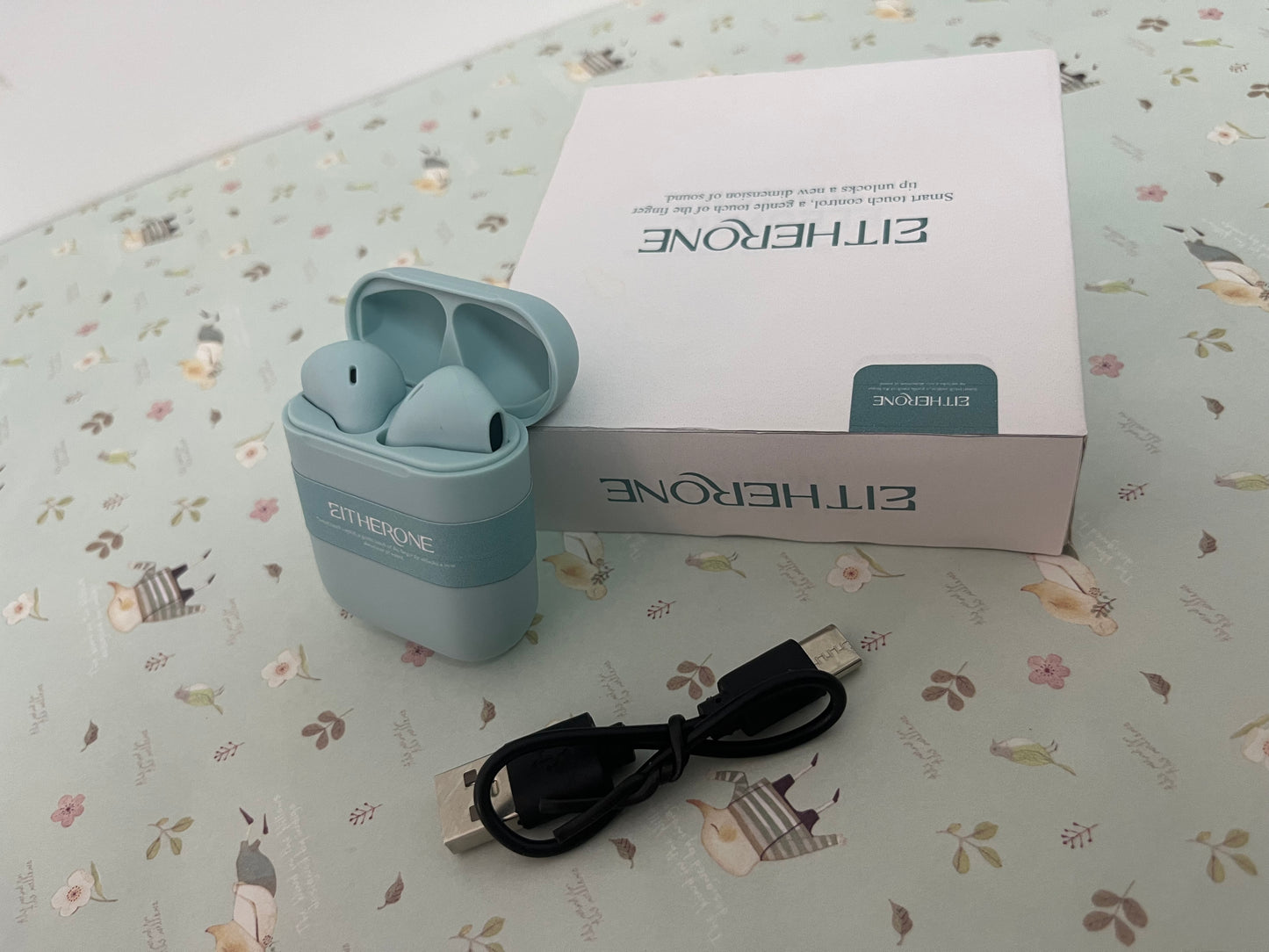 EITHERONE Headphones,Splendid Blue,Deep Bass,ANC,Immersive Sound,Up to 44 Hour Playtime with Charging case, Bluetooth 5.3