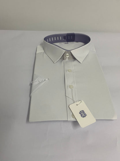 EQUAL SIGIN Mens Short Sleeve Dress Shirts Stretch Casual Button Down Shirts Solid Regular Fit Formal Shirt
