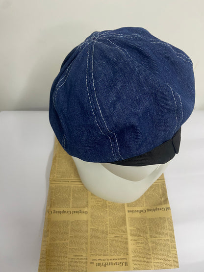 EQUAL SIGIN Denim Beret French Hat Flat Cap Sun Hat Casual Beanie Cap Casual Wear