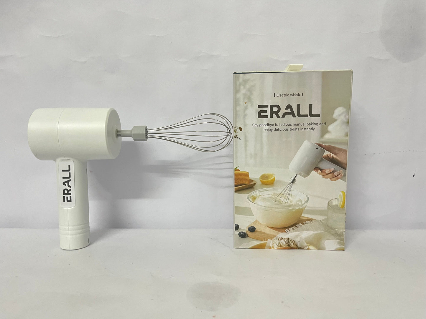 ERALL  Cordless Hand Mixer Electric, Rechargeable 3-Speed Handheld Mixer,Portable Wireless Whisk with Dual Beaters for Baking, Eggs, Cream & Batters (White)