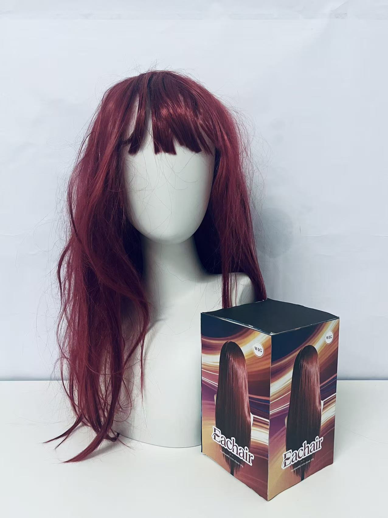 Eachair Comfortable Burgundy Wig - 20-22 Inch Wavy Style for Cosplay, Parties & Daily Wear