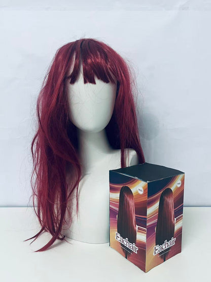 Eachair Comfortable Burgundy Wig - 20-22 Inch Wavy Style for Cosplay, Parties & Daily Wear