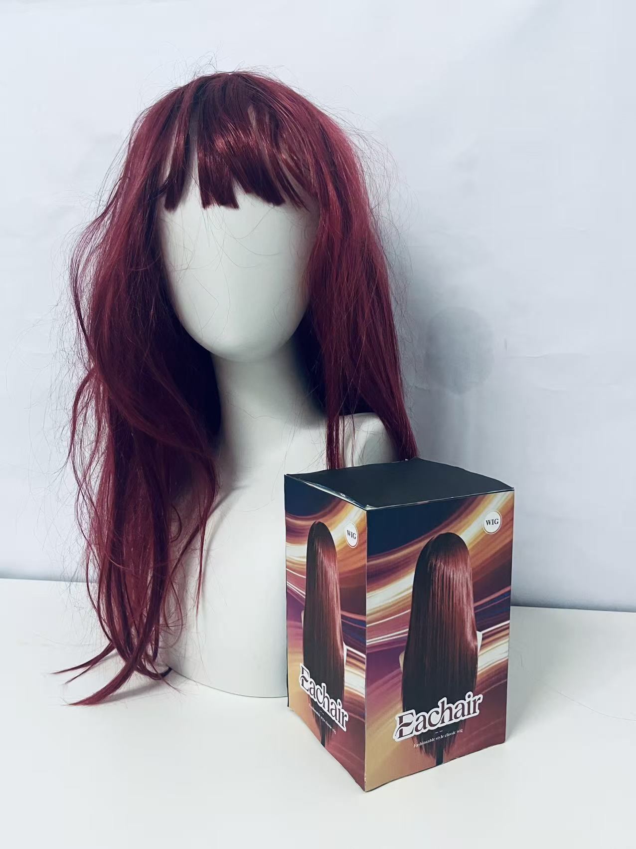Eachair Comfortable Burgundy Wig - 20-22 Inch Wavy Style for Cosplay, Parties & Daily Wear