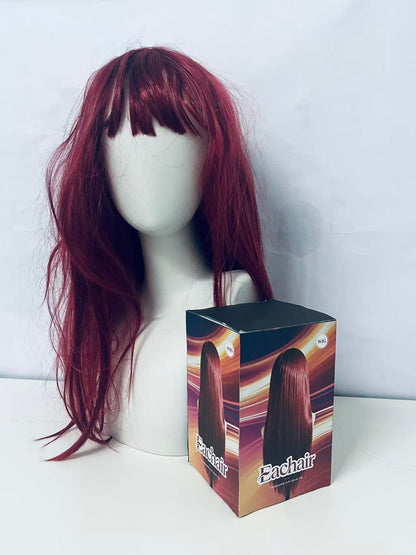 Eachair Comfortable Burgundy Wig - 20-22 Inch Wavy Style for Cosplay, Parties & Daily Wear