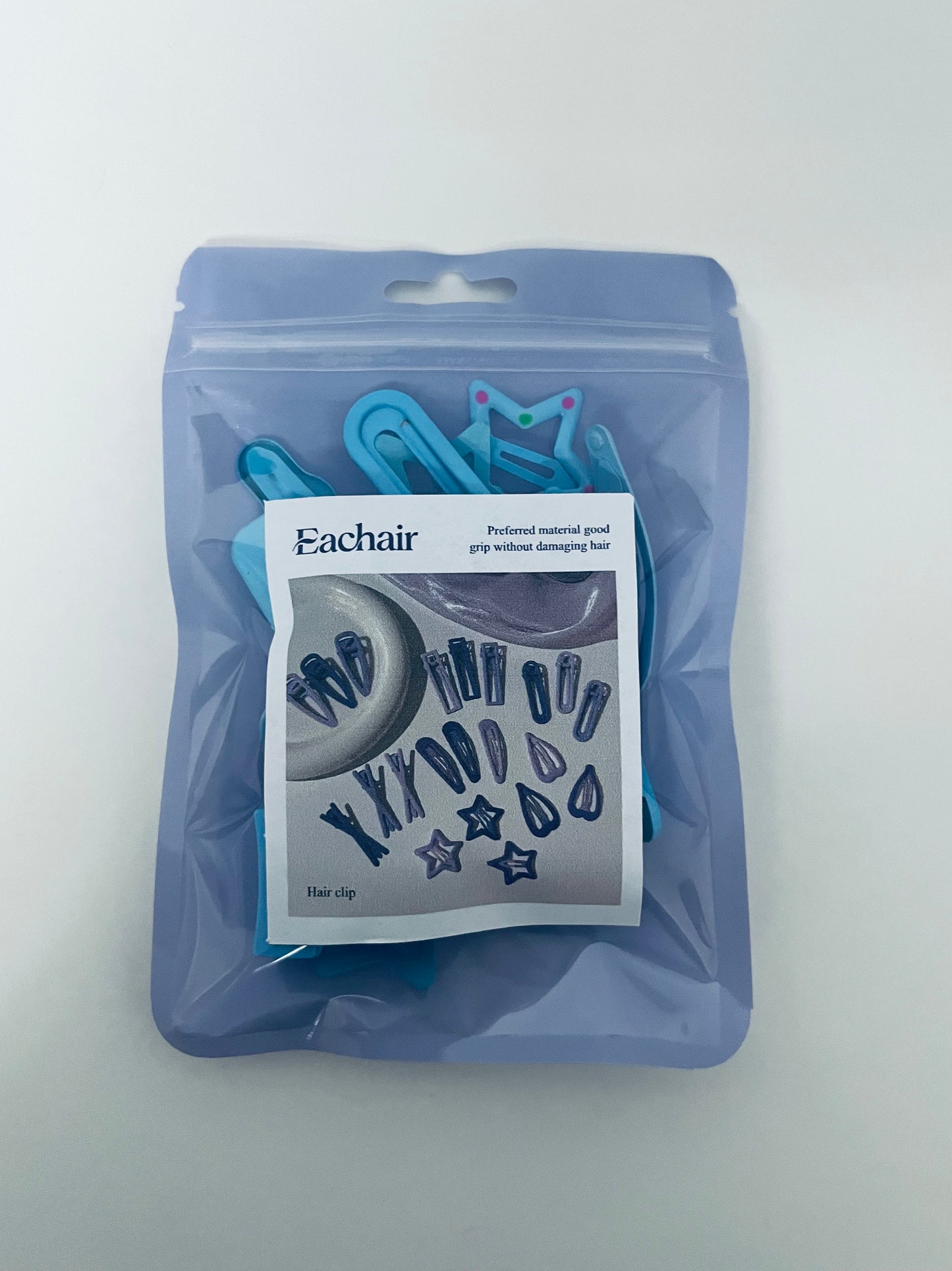 Eachair Blue Hair Clip Set - Star & Geometric Hair Accessories with Resealable Pouch