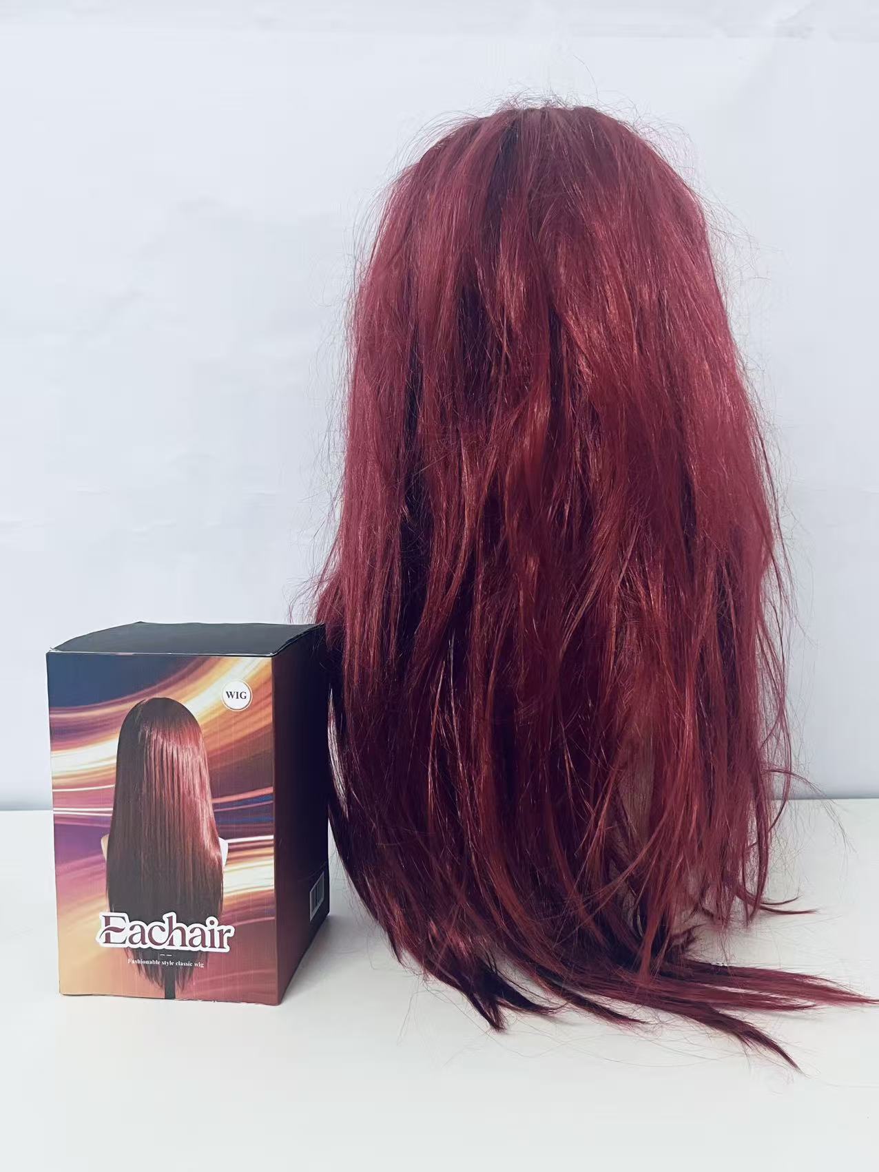 Eachair Comfortable Burgundy Wig - 20-22 Inch Wavy Style for Cosplay, Parties & Daily Wear