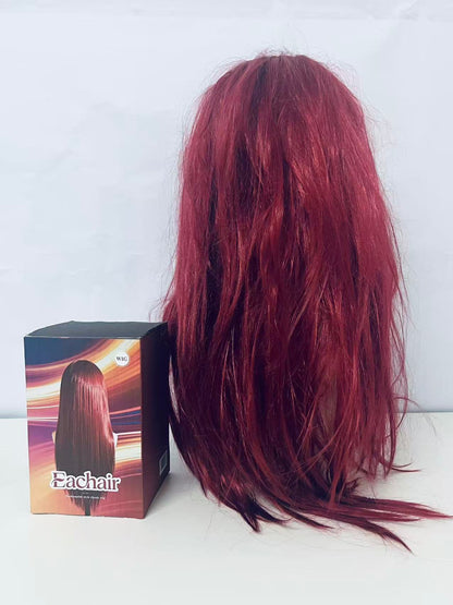 Eachair Comfortable Burgundy Wig - 20-22 Inch Wavy Style for Cosplay, Parties & Daily Wear