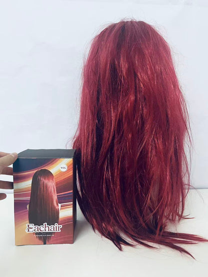 Eachair Comfortable Burgundy Wig - 20-22 Inch Wavy Style for Cosplay, Parties & Daily Wear