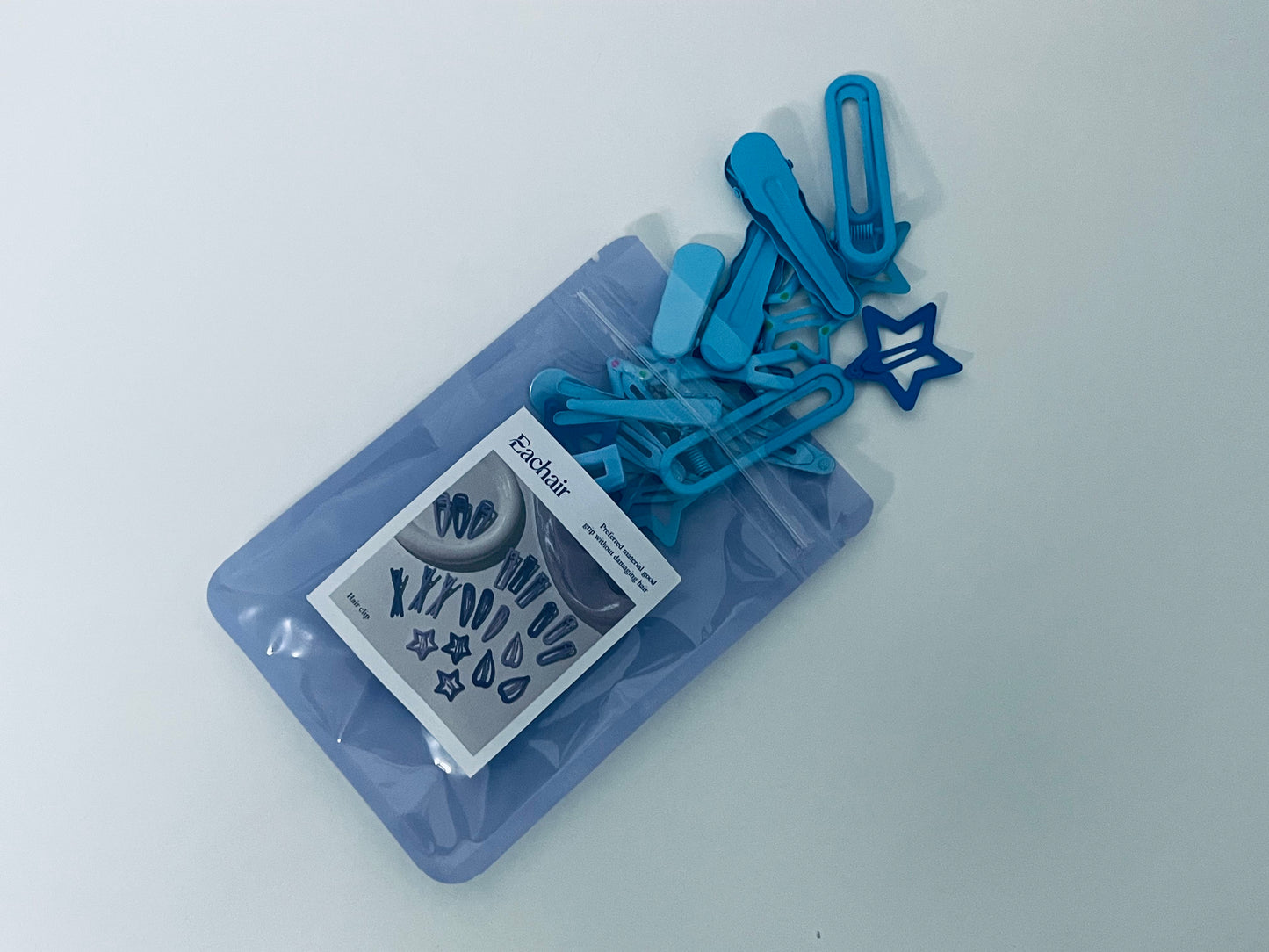 Eachair Blue Hair Clip Set - Star & Geometric Hair Accessories with Resealable Pouch