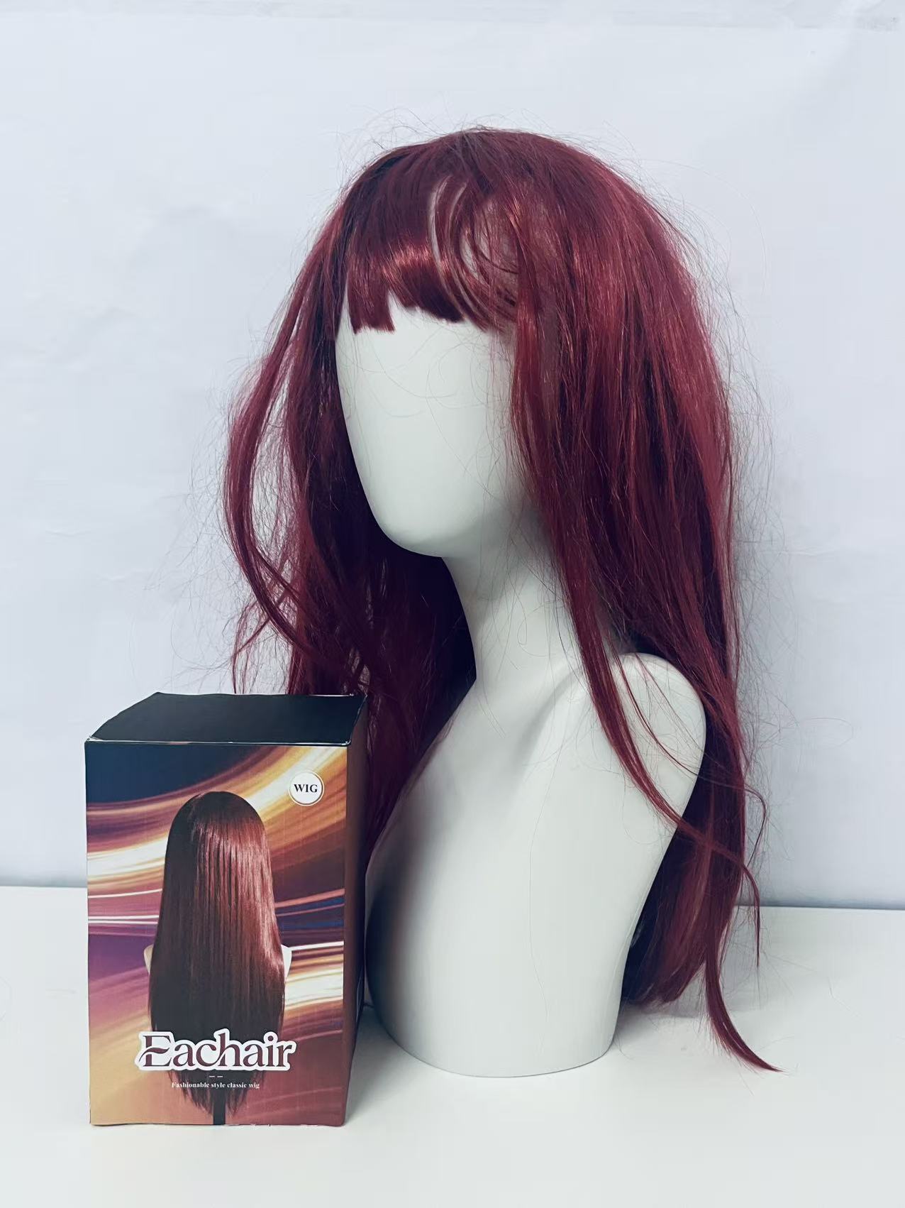 Eachair Comfortable Burgundy Wig - 20-22 Inch Wavy Style for Cosplay, Parties & Daily Wear
