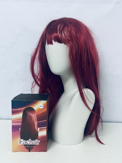 Eachair Comfortable Burgundy Wig - 20-22 Inch Wavy Style for Cosplay, Parties & Daily Wear