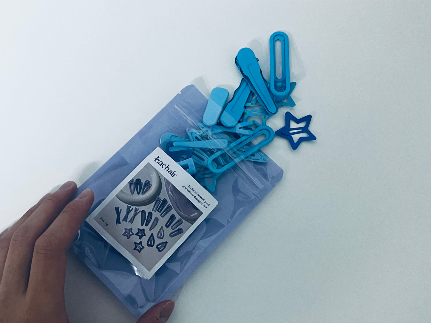 Eachair Blue Hair Clip Set - Star & Geometric Hair Accessories with Resealable Pouch