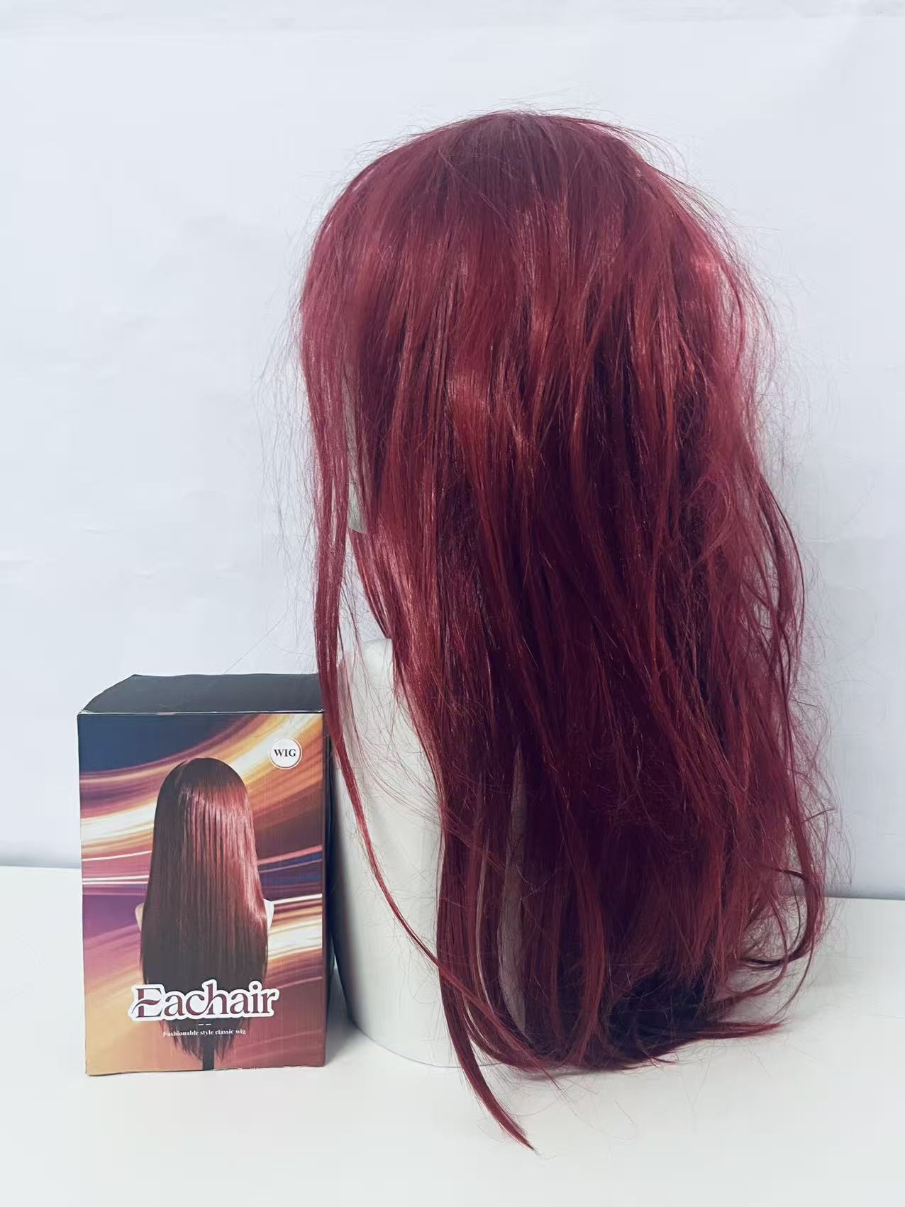 Eachair Comfortable Burgundy Wig - 20-22 Inch Wavy Style for Cosplay, Parties & Daily Wear