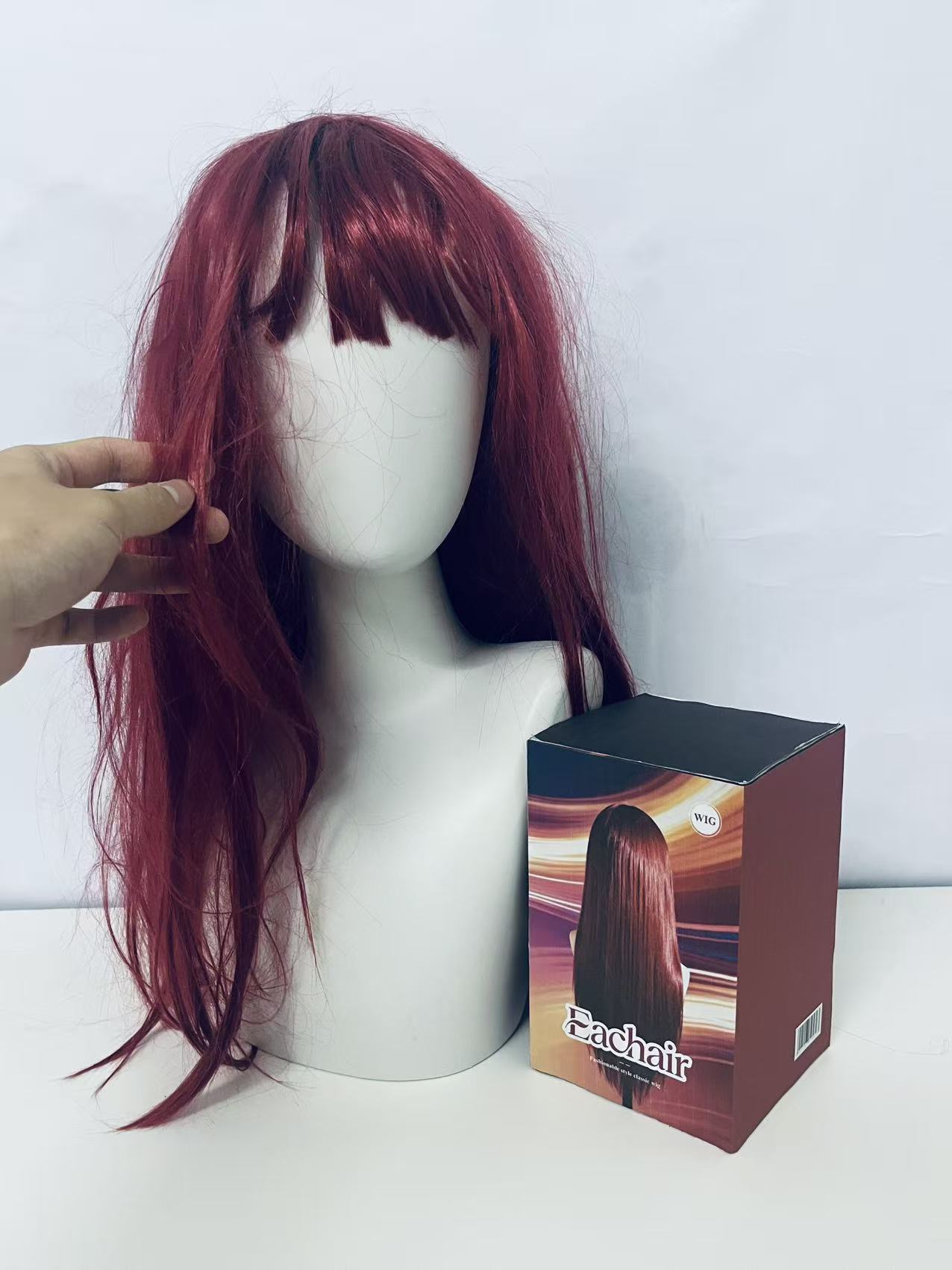 Eachair Comfortable Burgundy Wig - 20-22 Inch Wavy Style for Cosplay, Parties & Daily Wear