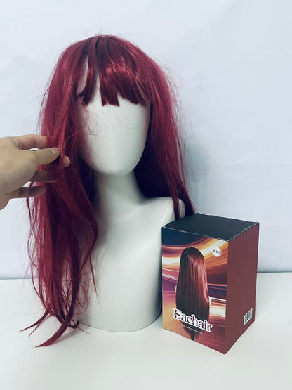 Eachair Comfortable Burgundy Wig - 20-22 Inch Wavy Style for Cosplay, Parties & Daily Wear