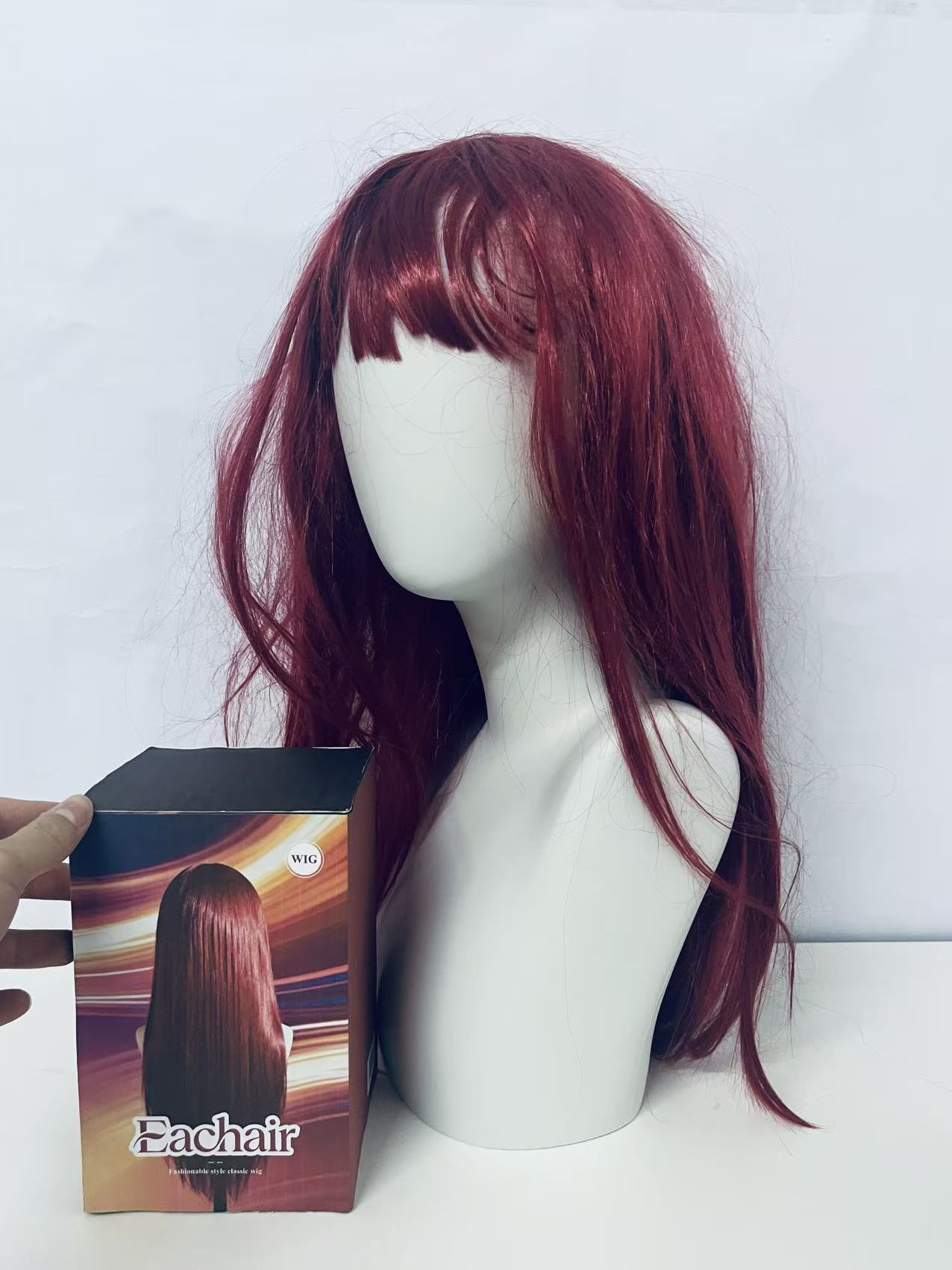 Eachair Comfortable Burgundy Wig - 20-22 Inch Wavy Style for Cosplay, Parties & Daily Wear