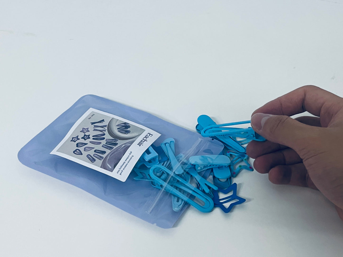 Eachair Blue Hair Clip Set - Star & Geometric Hair Accessories with Resealable Pouch