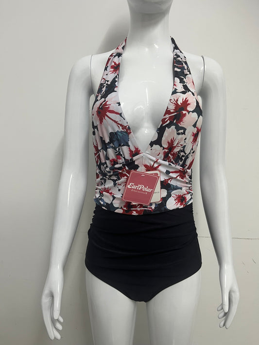 【EarlPolar Floral Halter One-Piece Swimsuit】—— Flattering Style for Confident Beach Days
