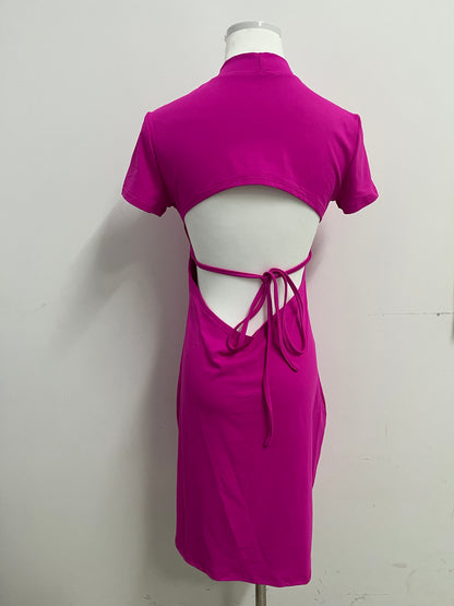 Earlate Rose Red Open-Back Slit Dress Show Elegance and Sexiness, Create a Unique Style