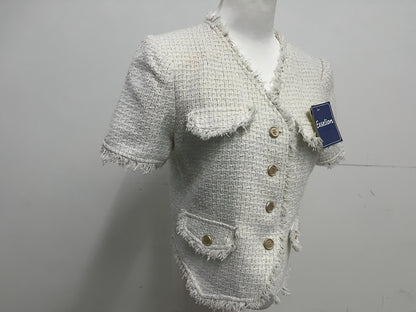 【Easelion Tweed Fringed Short-Sleeve Top】—— Elegant Textured Top for Chic Daily Styling