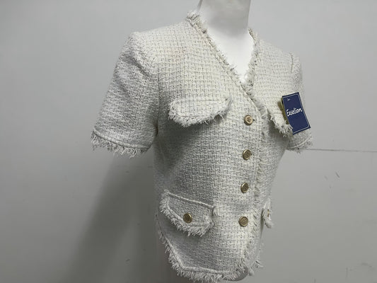 【Easelion Tweed Fringed Short-Sleeve Top】—— Elegant Textured Top for Chic Daily Styling