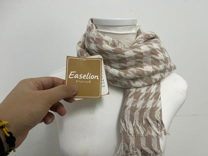 【Easelion Beige Herringbone Plush Scarf】—— Stylish & Cozy Accessory for Daily Layering