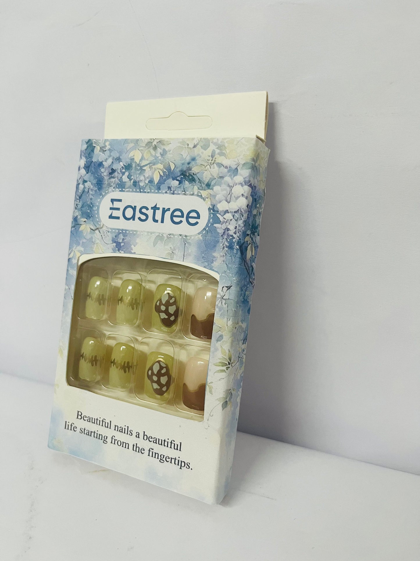 Eastree Glue on Nails Square Short Length, 24Pcs Full Cover Reusable False Nails Kits, Artificial Fingernails Acrylic Fake Nails for Women, Press on Nails With Charms, Stick on Nails Coffin Shape