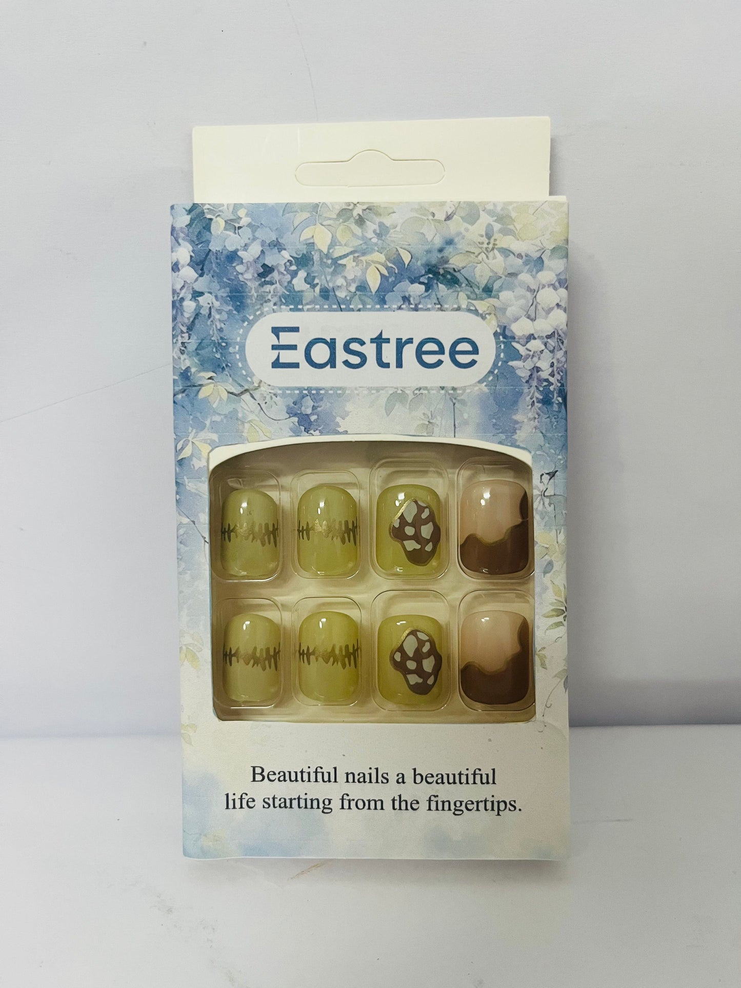 Eastree Glue on Nails Square Short Length, 24Pcs Full Cover Reusable False Nails Kits, Artificial Fingernails Acrylic Fake Nails for Women, Press on Nails With Charms, Stick on Nails Coffin Shape