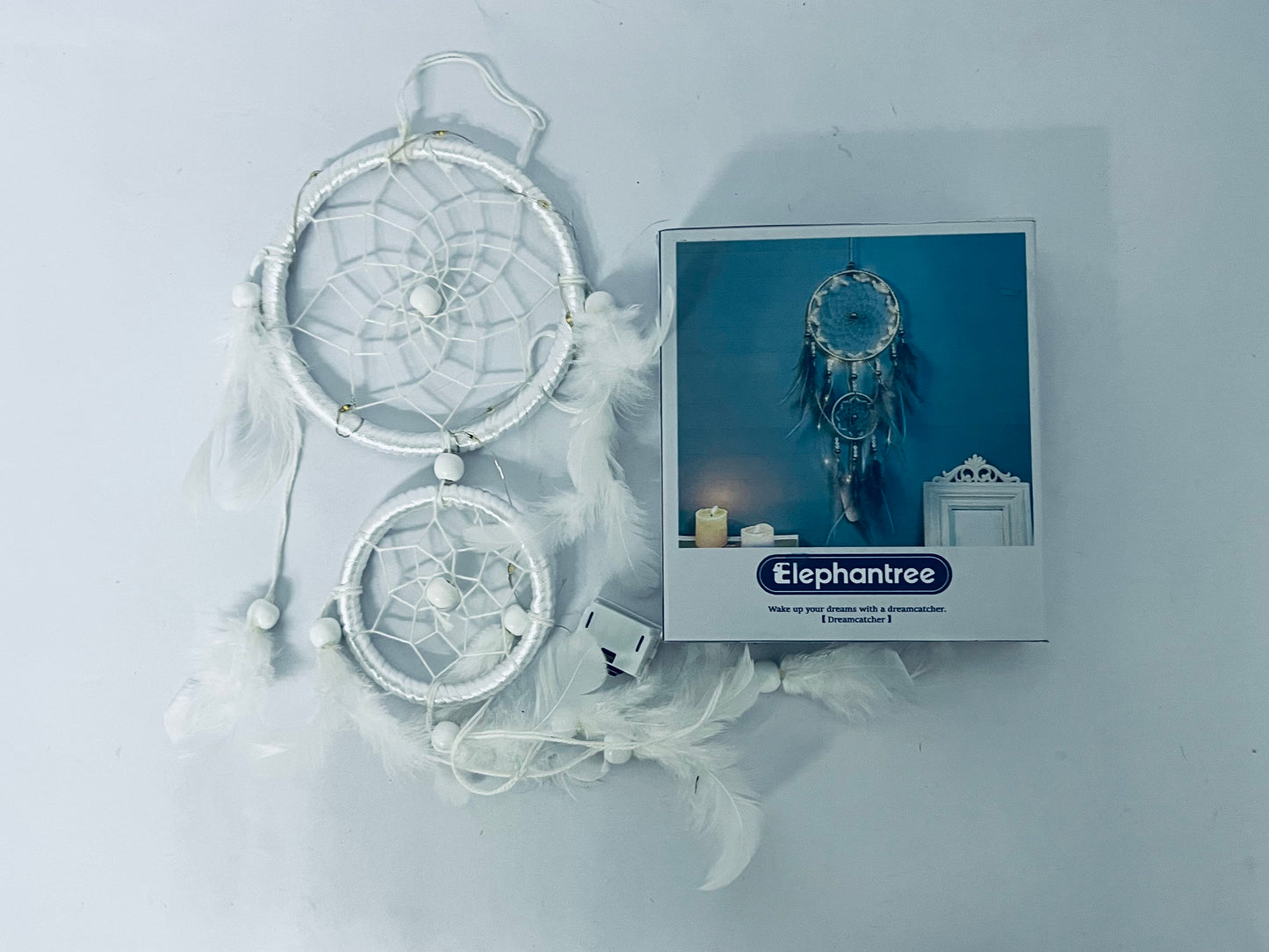 Elephantree White Dream Catcher Wind Chimes Handmade Beaded Dreamcatcher for Car Kids Bed Room Wall Hanging Decoration