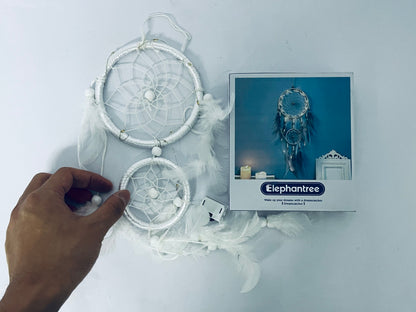 Elephantree White Dream Catcher Wind Chimes Handmade Beaded Dreamcatcher for Car Kids Bed Room Wall Hanging Decoration