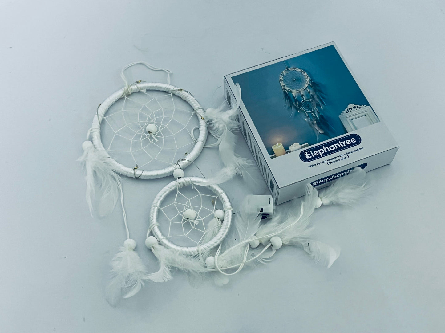 Elephantree White Dream Catcher Wind Chimes Handmade Beaded Dreamcatcher for Car Kids Bed Room Wall Hanging Decoration