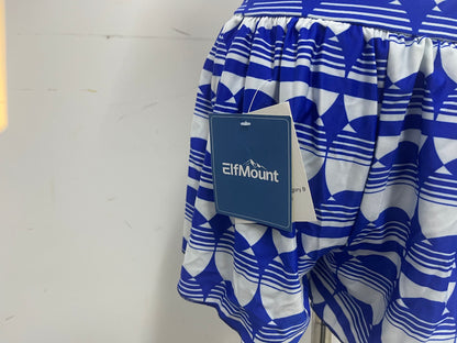 【ElfMount Blue & White Geometric Wide-Leg Shorts】—— Vibrant & Comfortable Bottoms for Casual Styling