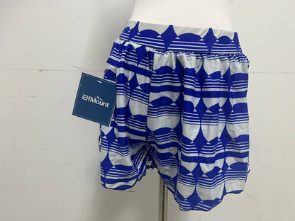 【ElfMount Blue & White Geometric Wide-Leg Shorts】—— Vibrant & Comfortable Bottoms for Casual Styling
