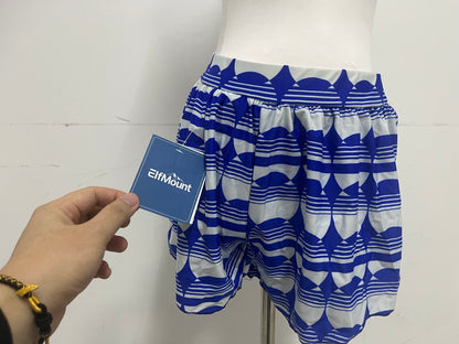 【ElfMount Blue & White Geometric Wide-Leg Shorts】—— Vibrant & Comfortable Bottoms for Casual Styling