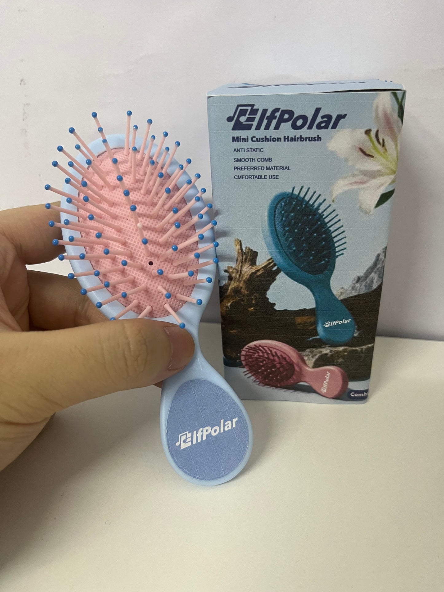 【ElfPolar Combs】——ElfPolar Mini Cushion Hairbrush - Anti-Static, Detangling, Wet & Dry Use, Portable Cute Brush for Kids & Adults