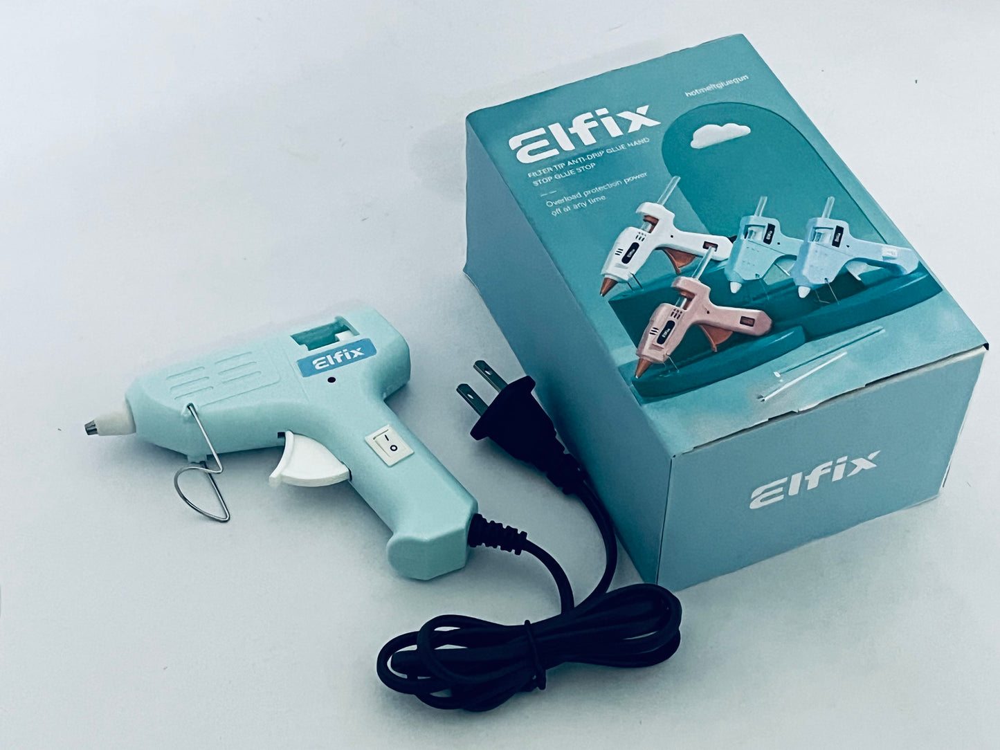 Elfix Hot Melt Glue Gun, Anti-Drip with Overload Protection, Fast Heating for DIY Crafts, Home Repairs, Art Projects
