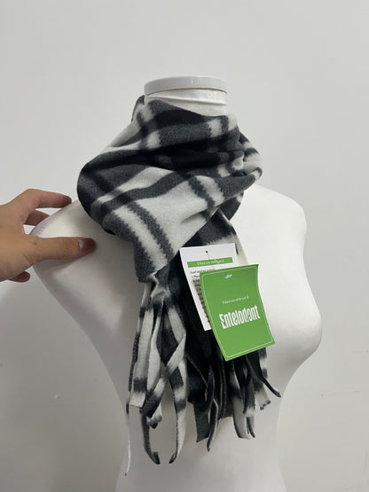 Entelodont Neckerchiefs Black and White Plaid Fringe Scarf - A Fashion Choice of Retro Style and Warm Texture