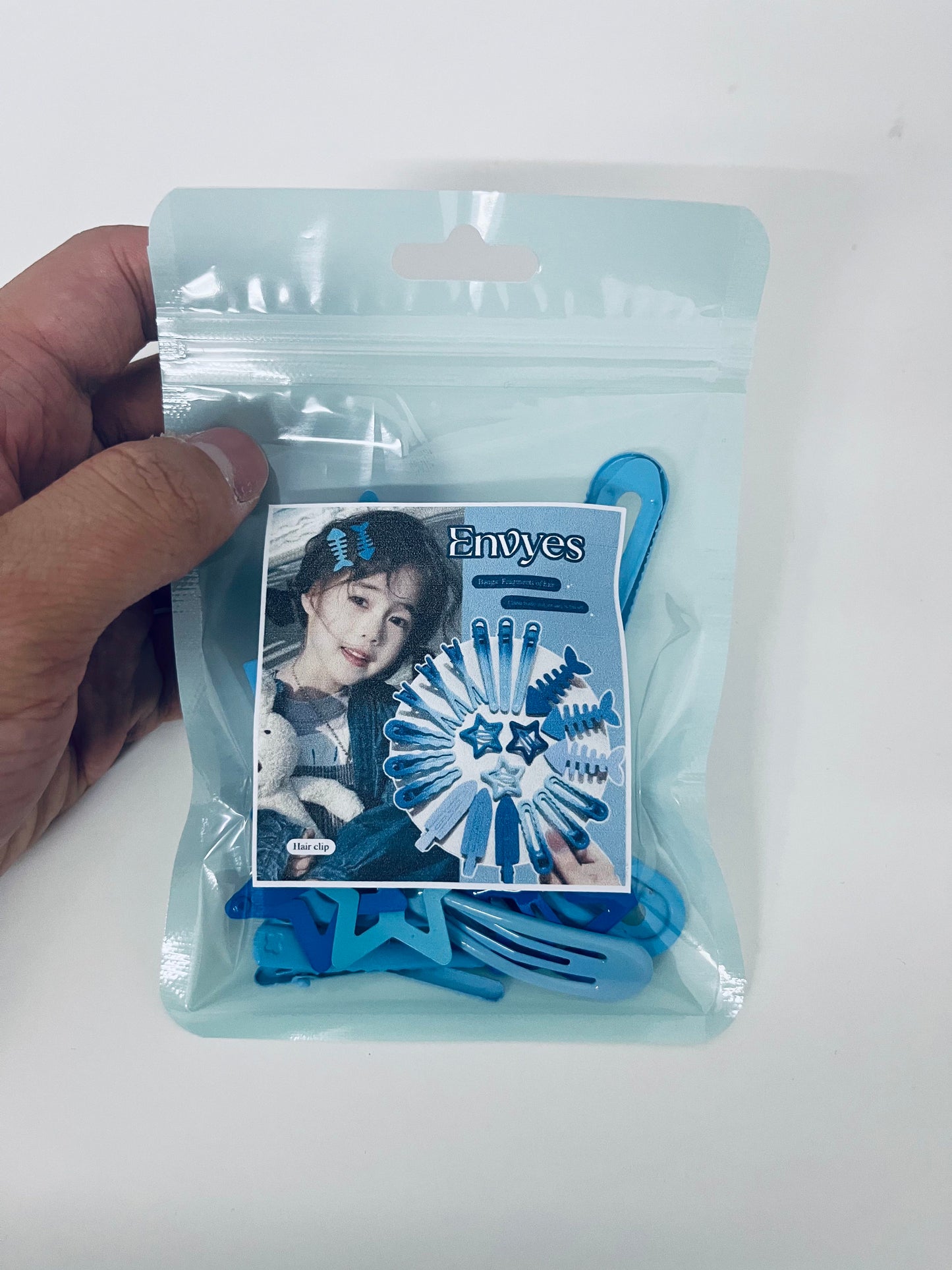 Envyes Haze Blue Hair Clip Set, Multi-Style Star Fishbone Alligator Hair Clips for Women Girls, Cute Hair Accessories for Daily Styling Flyaway Taming Hairstyle DIY