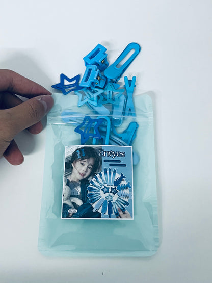 Envyes Haze Blue Hair Clip Set, Multi-Style Star Fishbone Alligator Hair Clips for Women Girls, Cute Hair Accessories for Daily Styling Flyaway Taming Hairstyle DIY