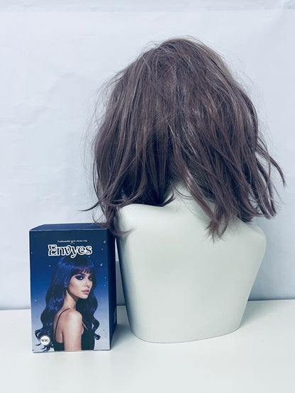 Envyes Ash Brown Medium-Length Wig for Women, Fluffy Curly Fashion Wig, Soft High-Temperature Fiber Synthetic Wig, Natural Looking Daily Party Cosplay Wig