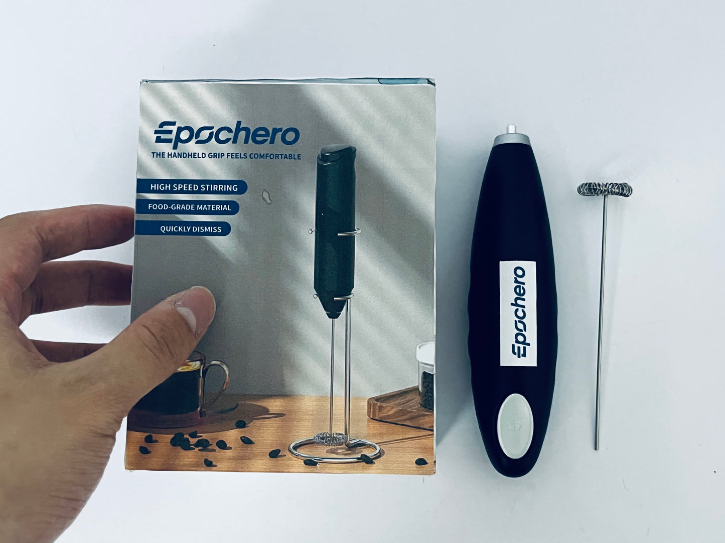 Epochero Handheld USB Charging Electric Egg Beater Portable Stainless Steel Milk Frother Kitchen Bar Supplies